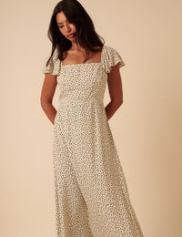 Cream Ditsy Floral Elsie Midi Dress