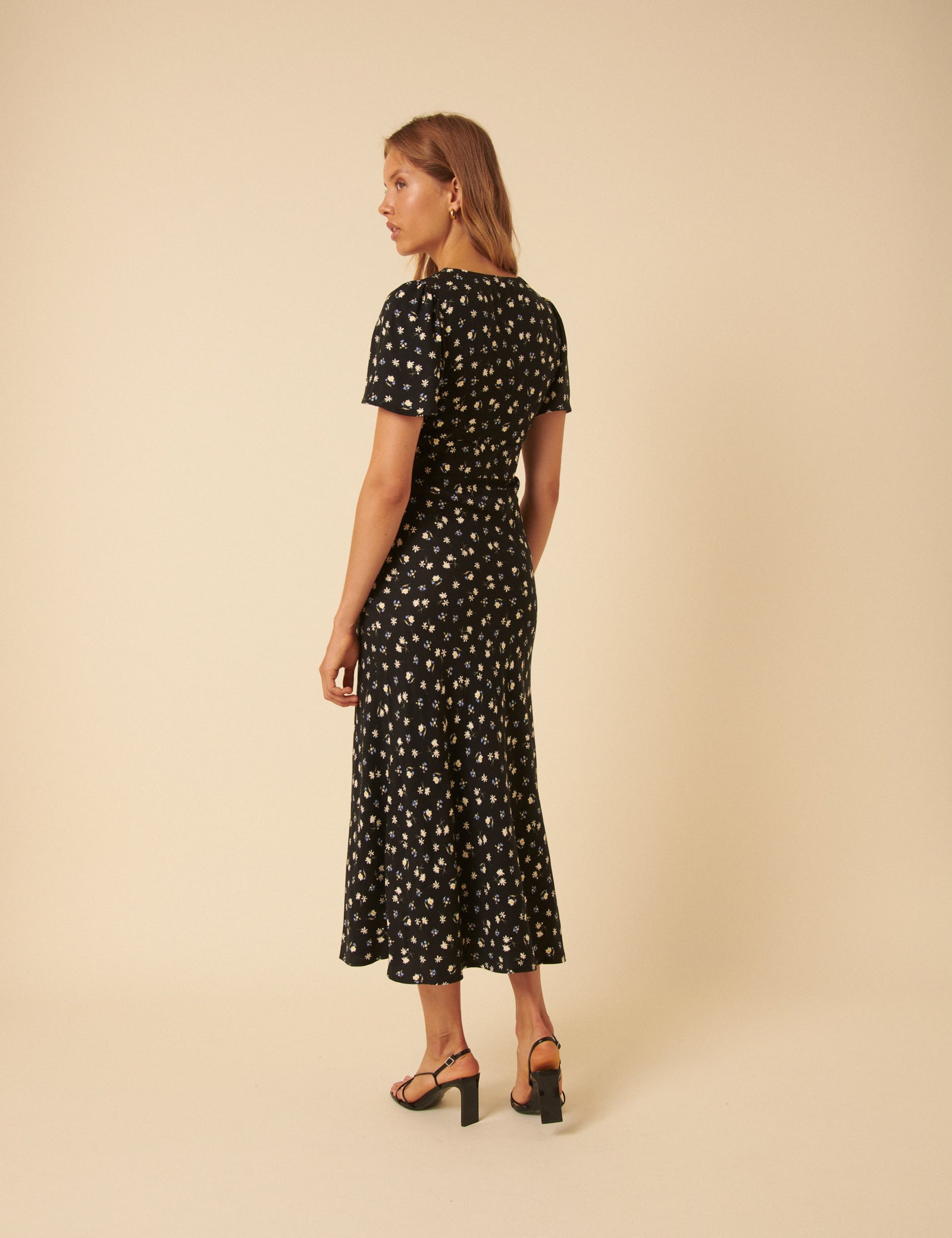Black Floral Faith Midi Dress Black Floral Faith Midi Dress
