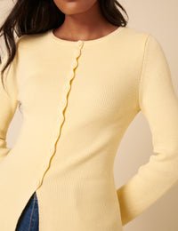 Butter Yellow Ribbed Longline Cardigan