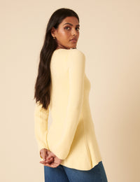 Butter Yellow Ribbed Longline Cardigan