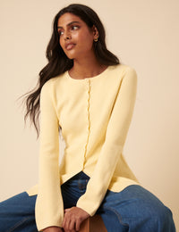 Butter Yellow Ribbed Longline Cardigan