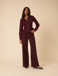 Dark Purple Peplum Waisted Cardigan