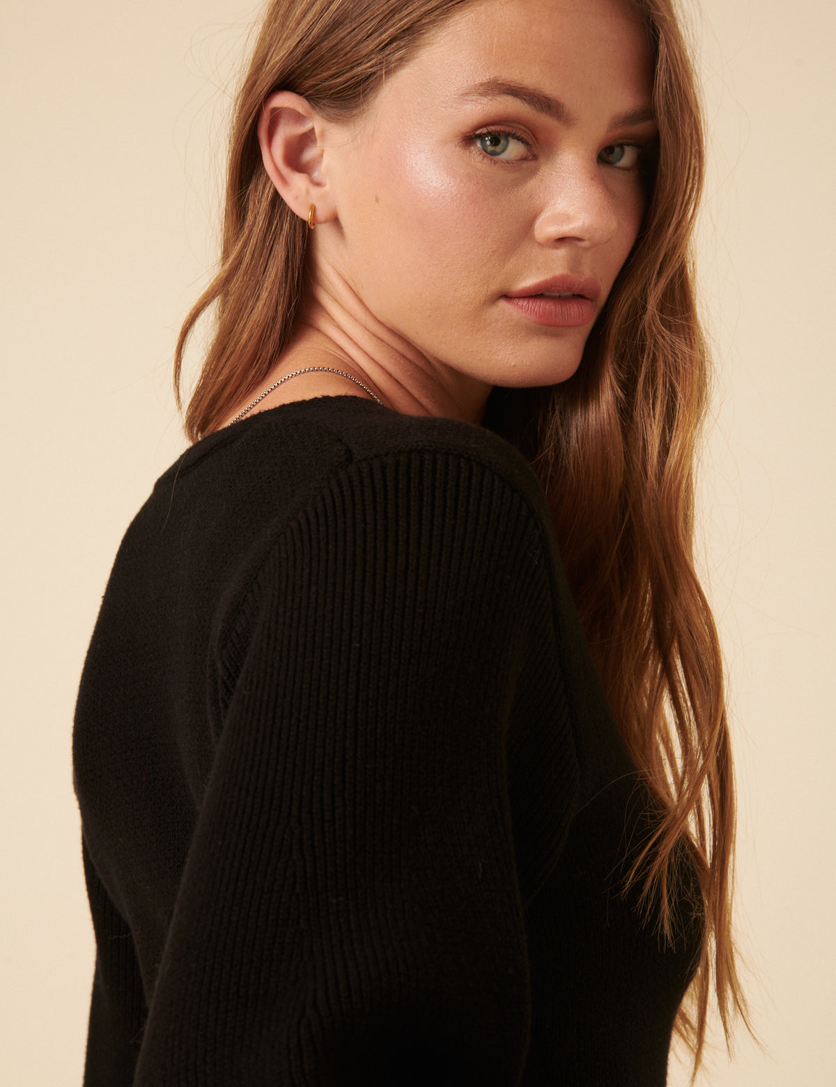 Black Longline Balloon Sleeve Cardigan