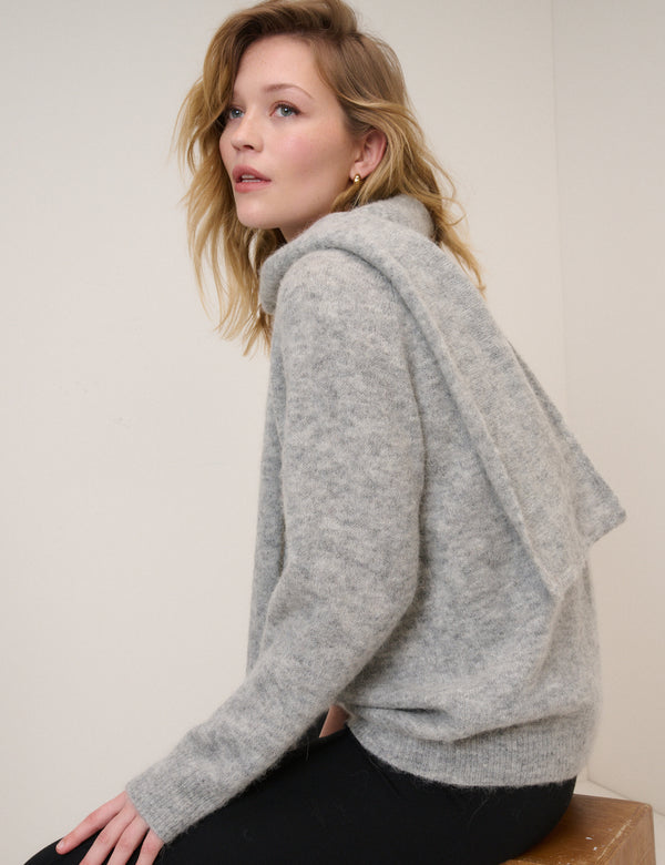 Grey Oversized Scarf Jumper