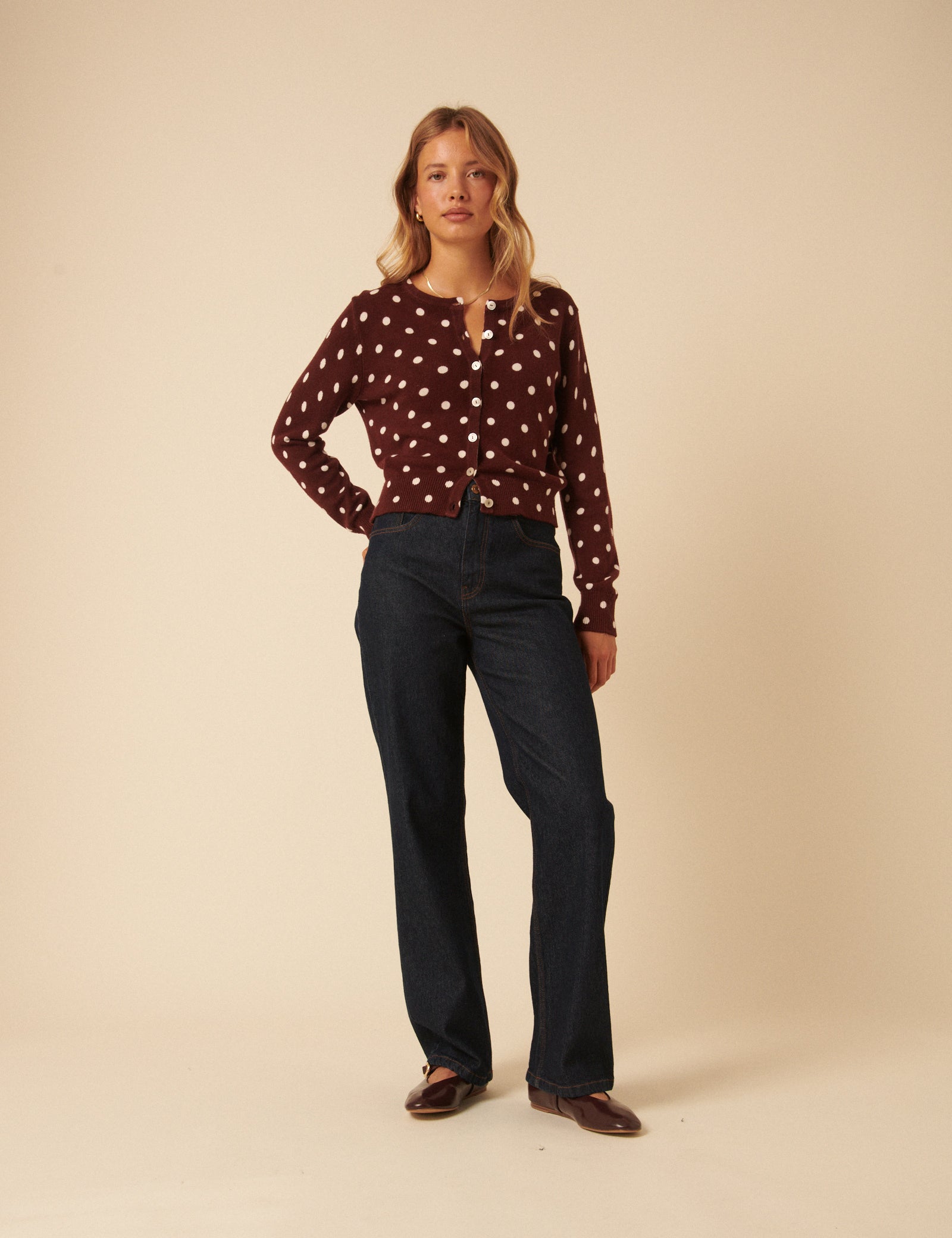 Brown Polka Dot Cardigan