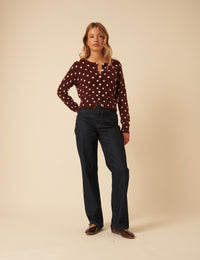 Brown Polka Dot Cardigan