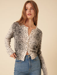 White And Black Spotty Cardigan