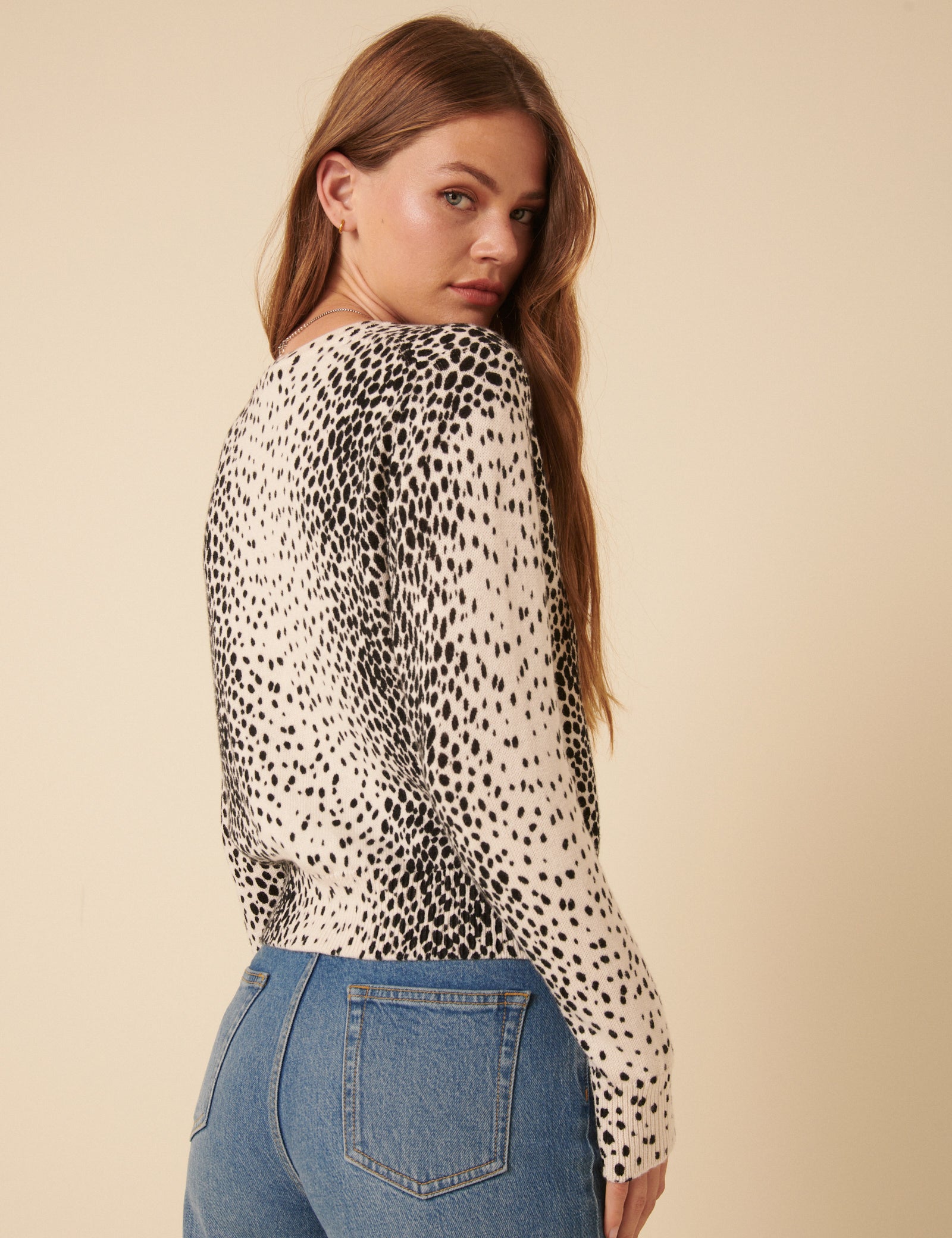 White And Black Spotty Cardigan