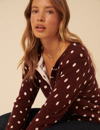 Brown Polka Dot Cardigan