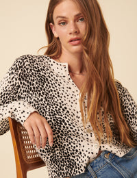 White And Black Spotty Cardigan