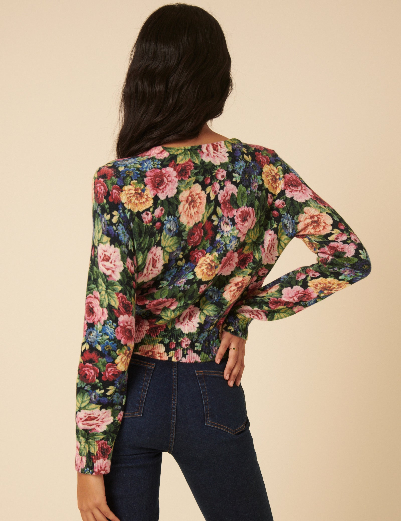 Black Floral Knitted Cardigan