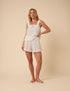 White Embroidered Frill Pyjama Shorts