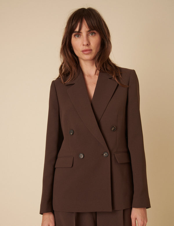 Brown Double Breasted Blazer