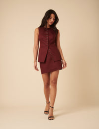 Burgundy Longline Waistcoat