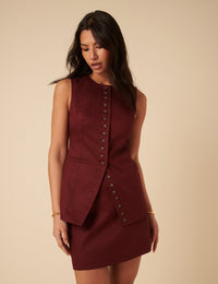 Burgundy Longline Waistcoat