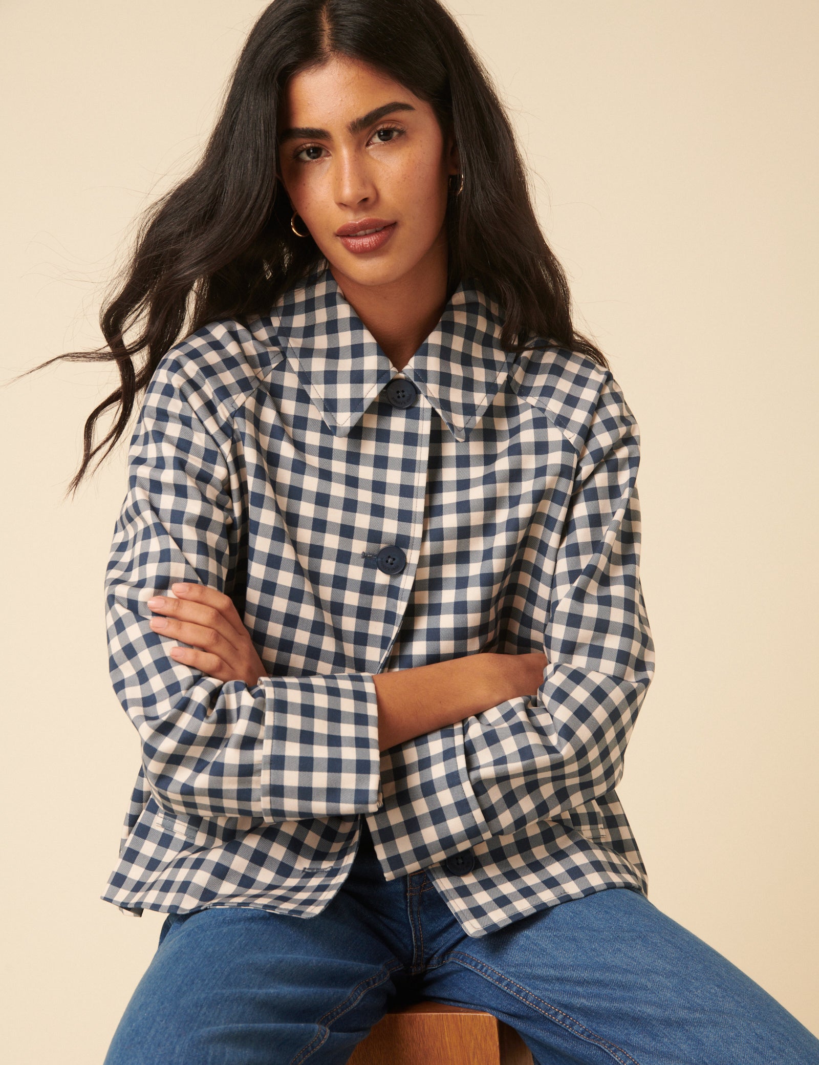 Blue Gingham Oyanti Swing Jacket