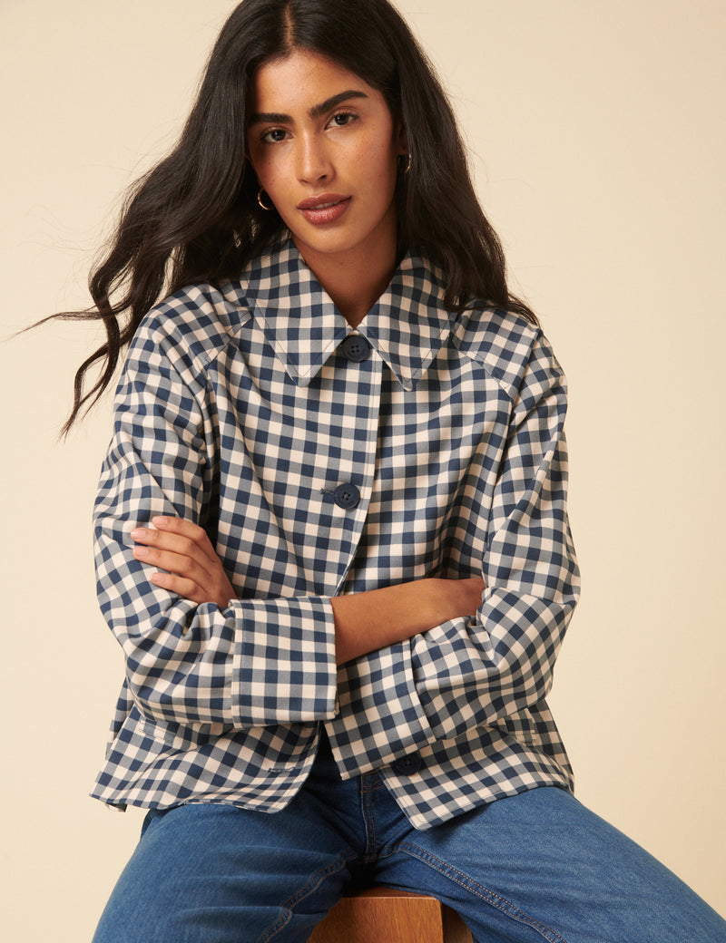 Blue Gingham Oyanti Swing Jacket