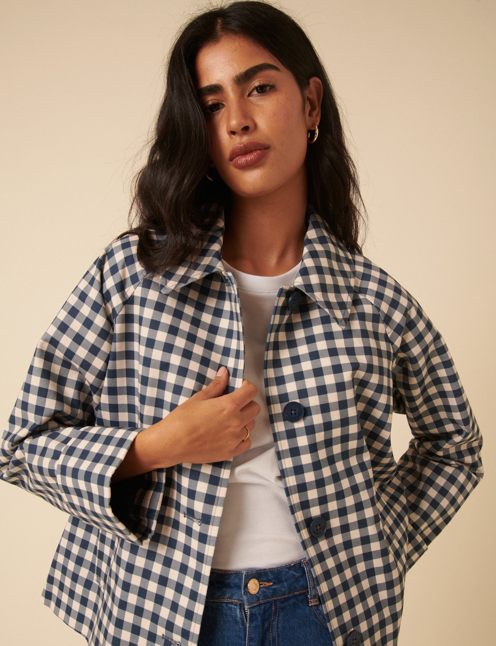 Blue Gingham Swing Jacket Blue Gingham Swing Jacket