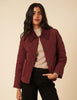 Burgundy Collared Quilted Jacket