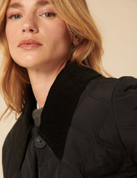 Black Collared Quilted Jacket