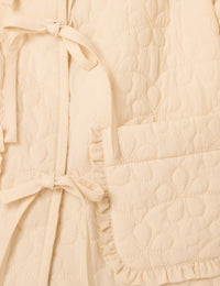 Cream Tie-Front Quilted Jacket