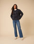 Navy Tie-Front Quilted Jacket