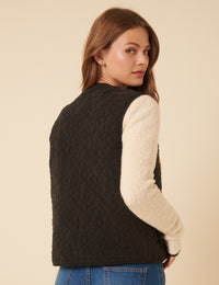Black Tie Front Quilted Gilet