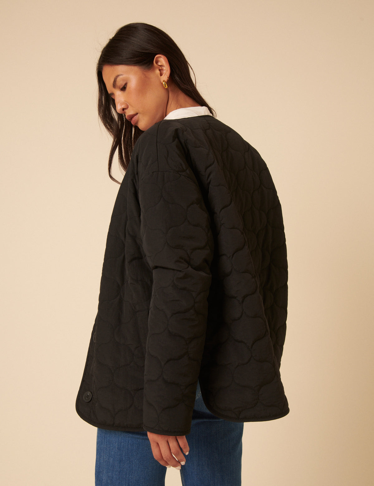 Black Reversible Borg Qulited Jacket