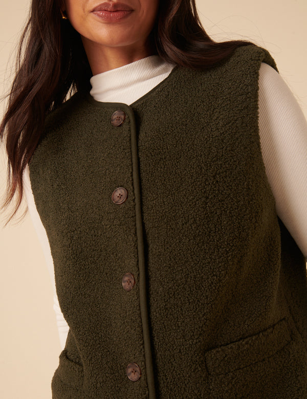 Khaki Borg Gilet