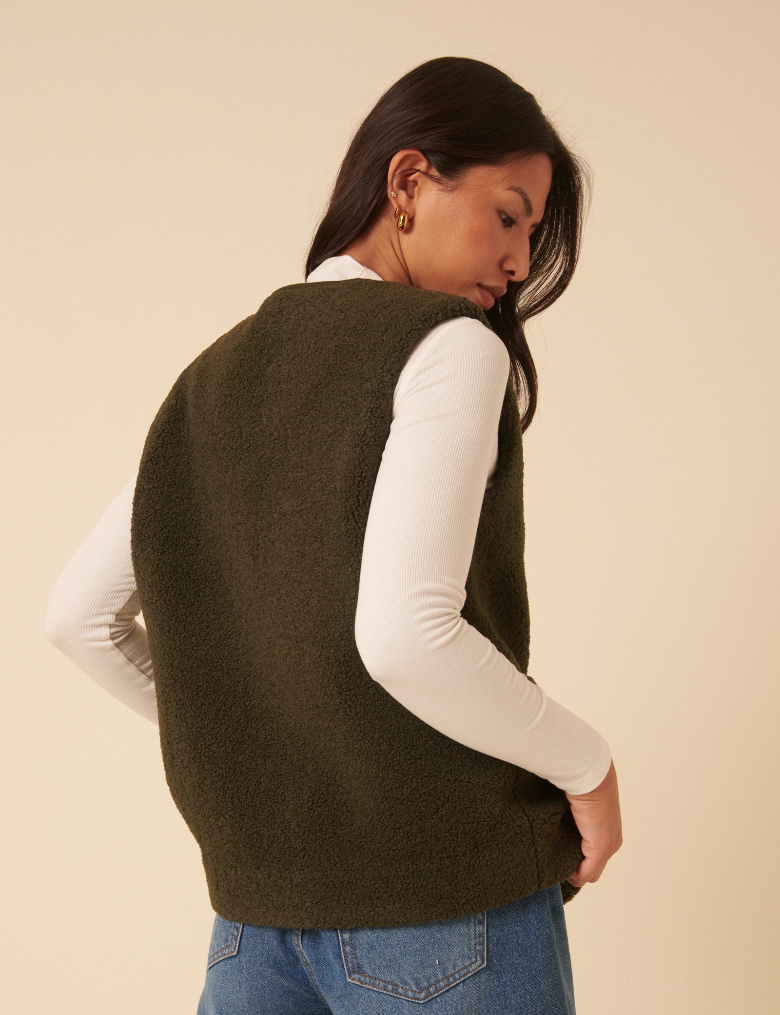 Khaki Borg Gilet