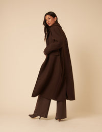 Chocolate Brown Double Breasted Relaxed Coat