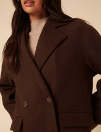 Chocolate Brown Double Breasted Relaxed Coat