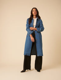 Denim Single Breasted Trench Coat