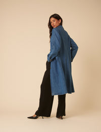 Denim Single Breasted Trench Coat