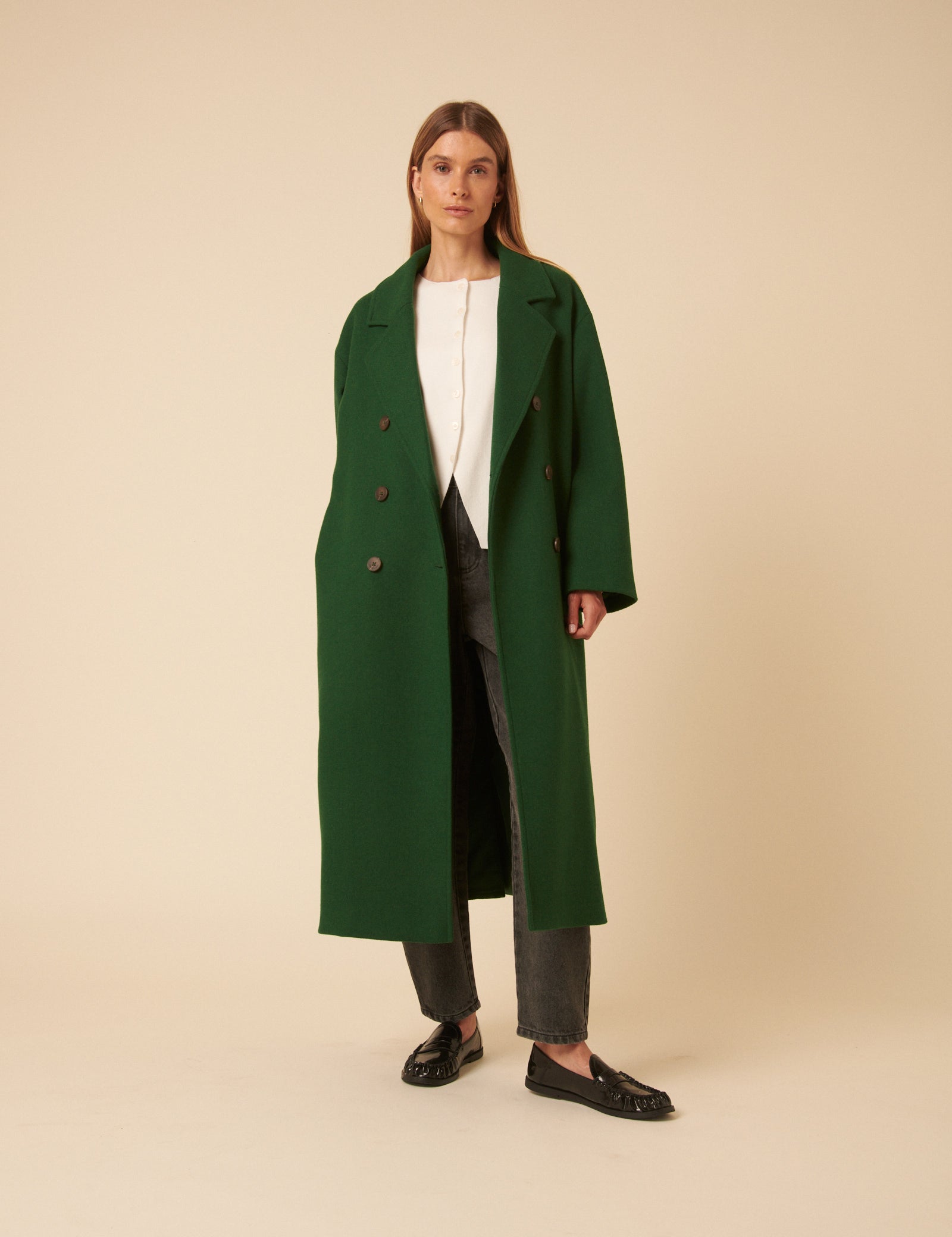Green Double Breasted Coat