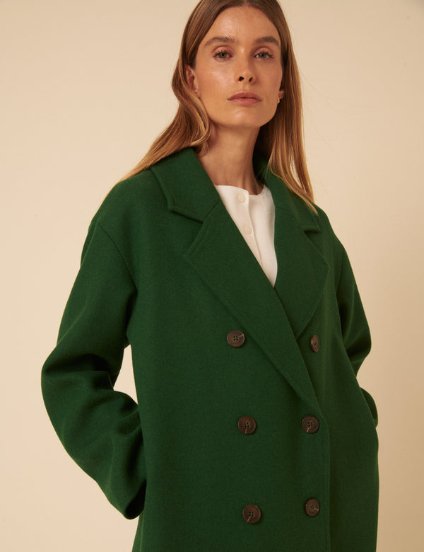 Green Double Breasted Coat