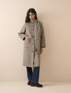 Brown Houndstooth Reversible Scarf Coat