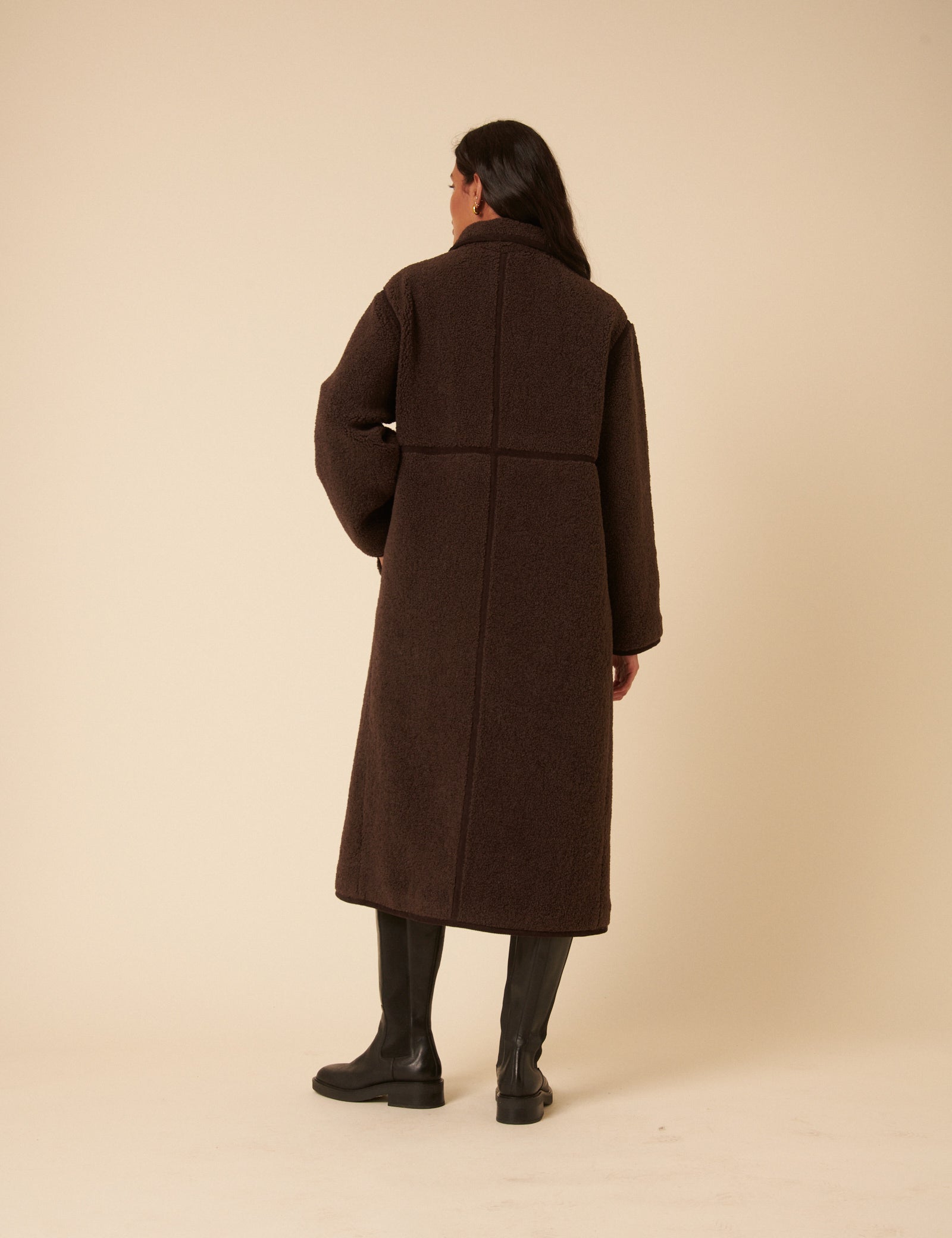 Brown Long Borg Duffle Coat