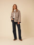 Beige Check Frill Quilted Jacket