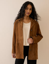 Brown Suede Blazer Jacket
