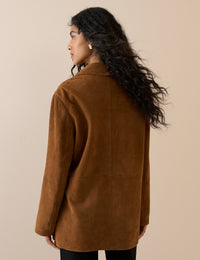 Brown Suede Blazer Jacket
