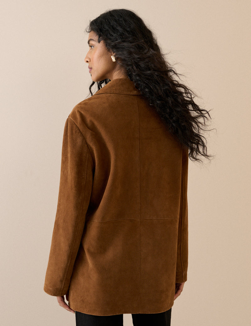 Brown Suede Blazer Jacket
