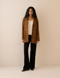 Brown Suede Blazer Jacket