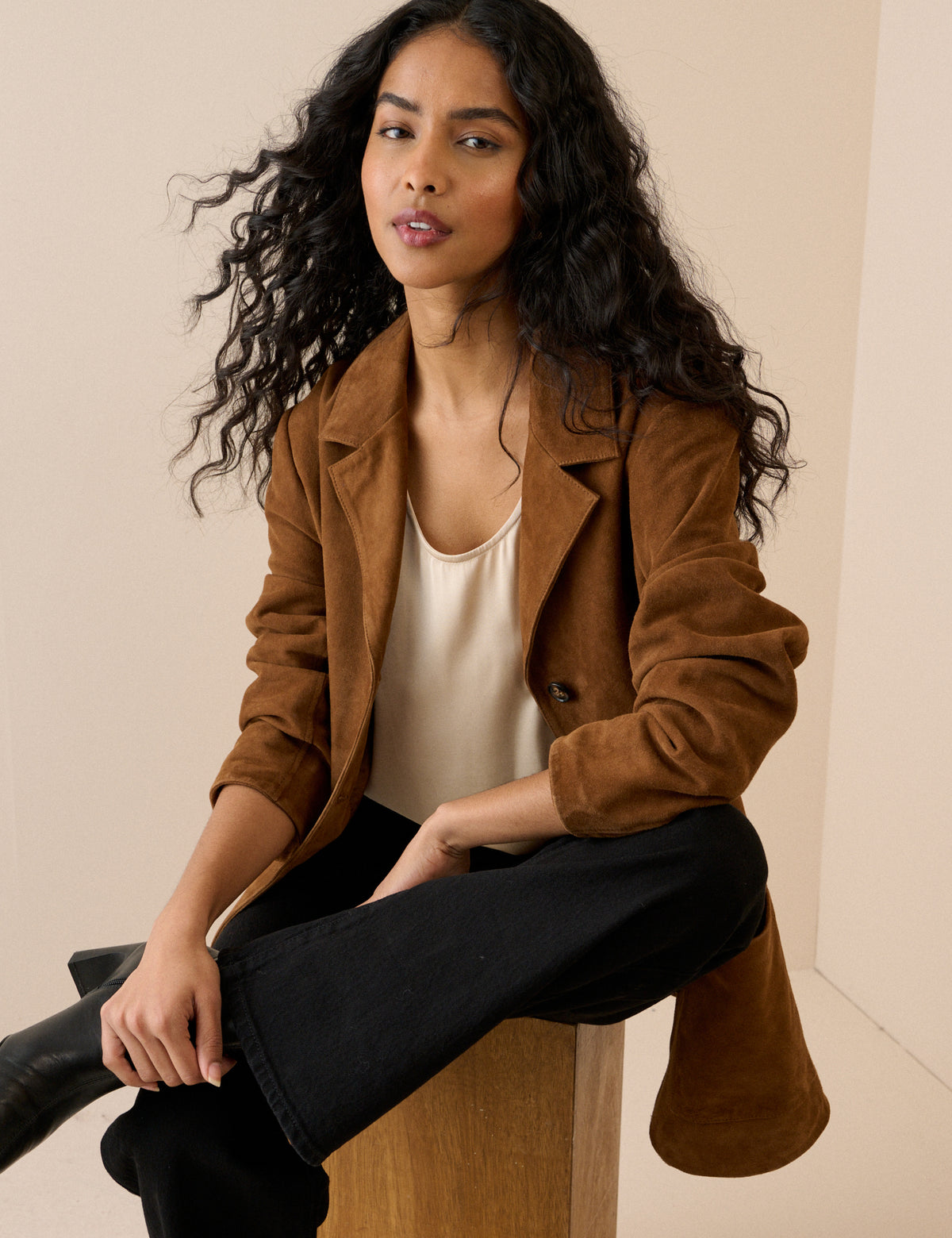 Brown Suede Blazer Jacket