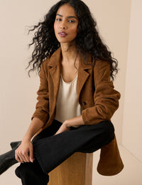 Brown Suede Blazer Jacket