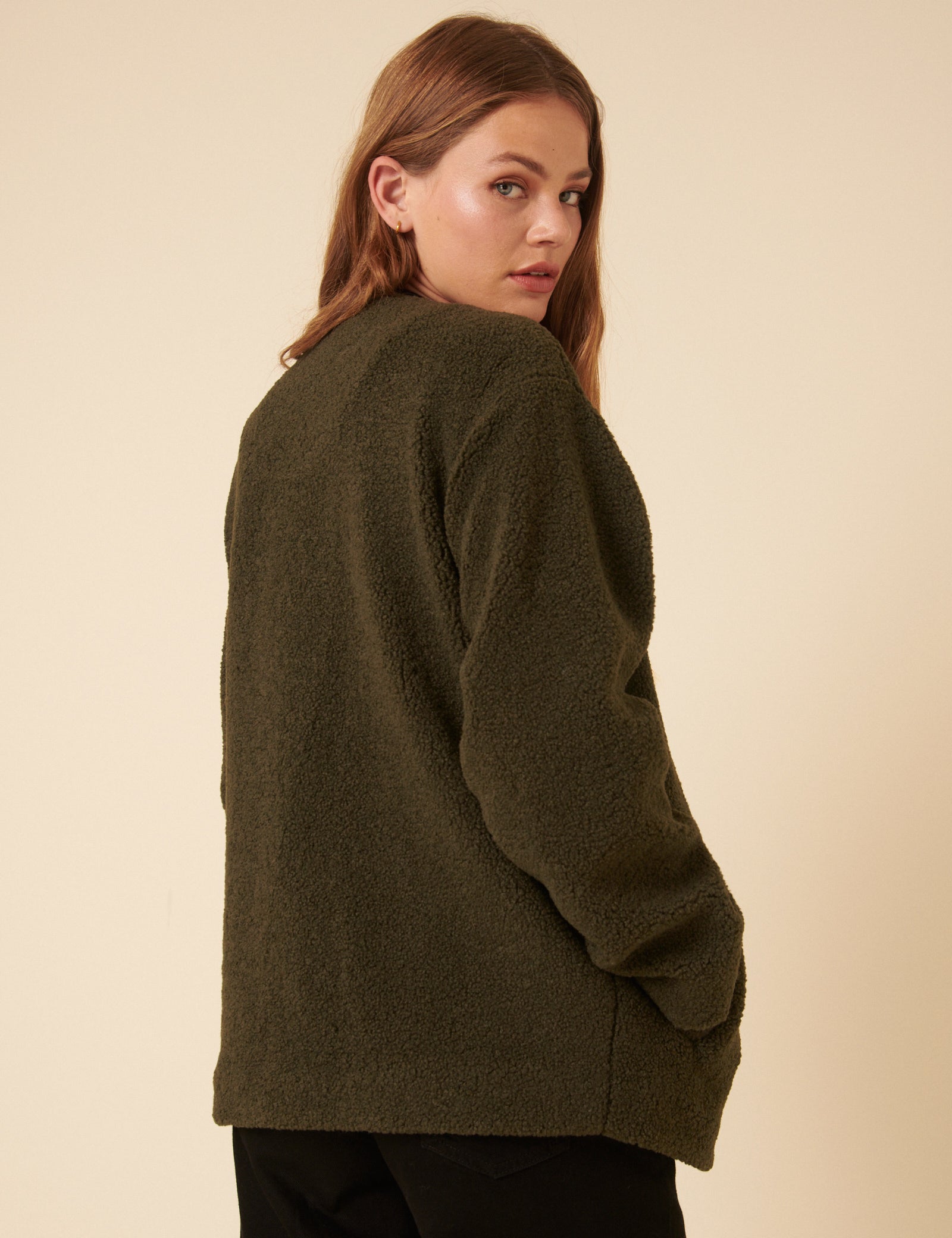 Green Long Sleeve Borg Jacket