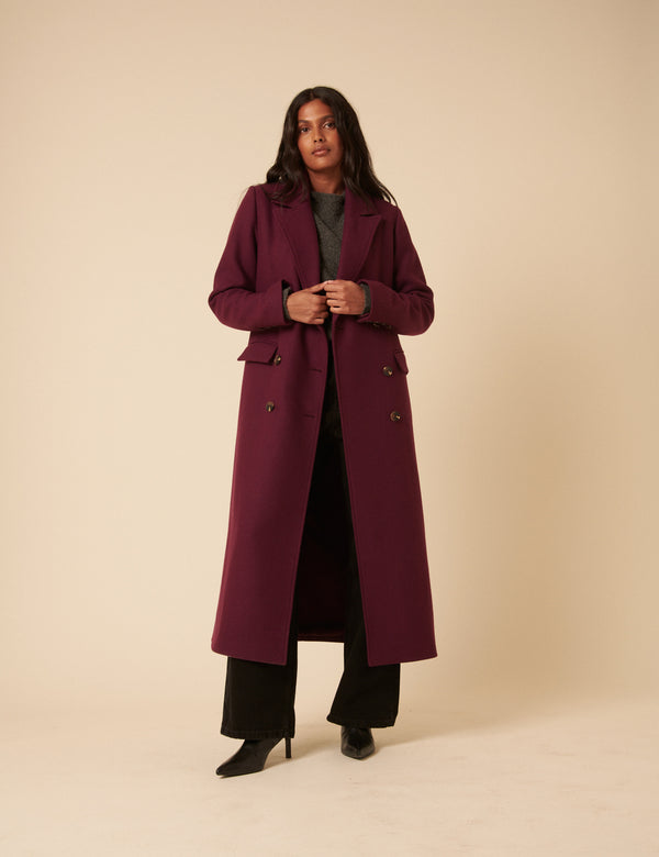 Plum Double Breasted Coat