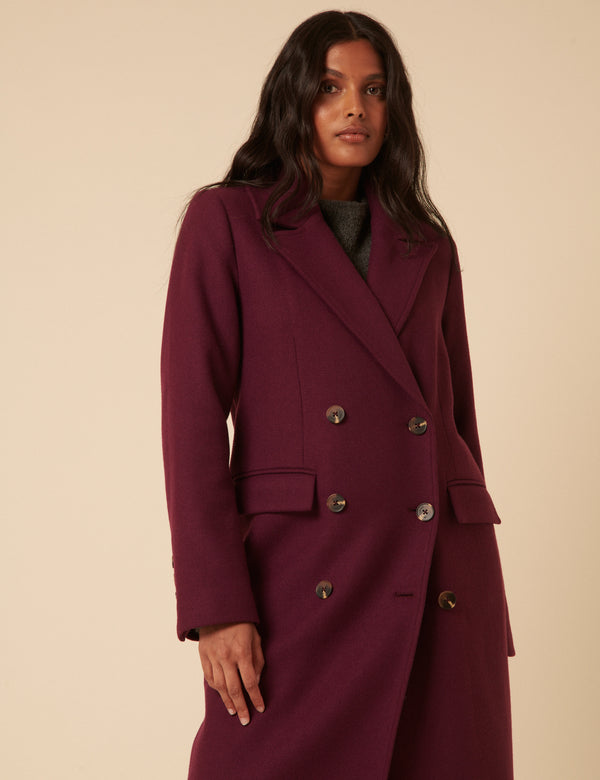 2040174 Purple Double-Breasted Coat