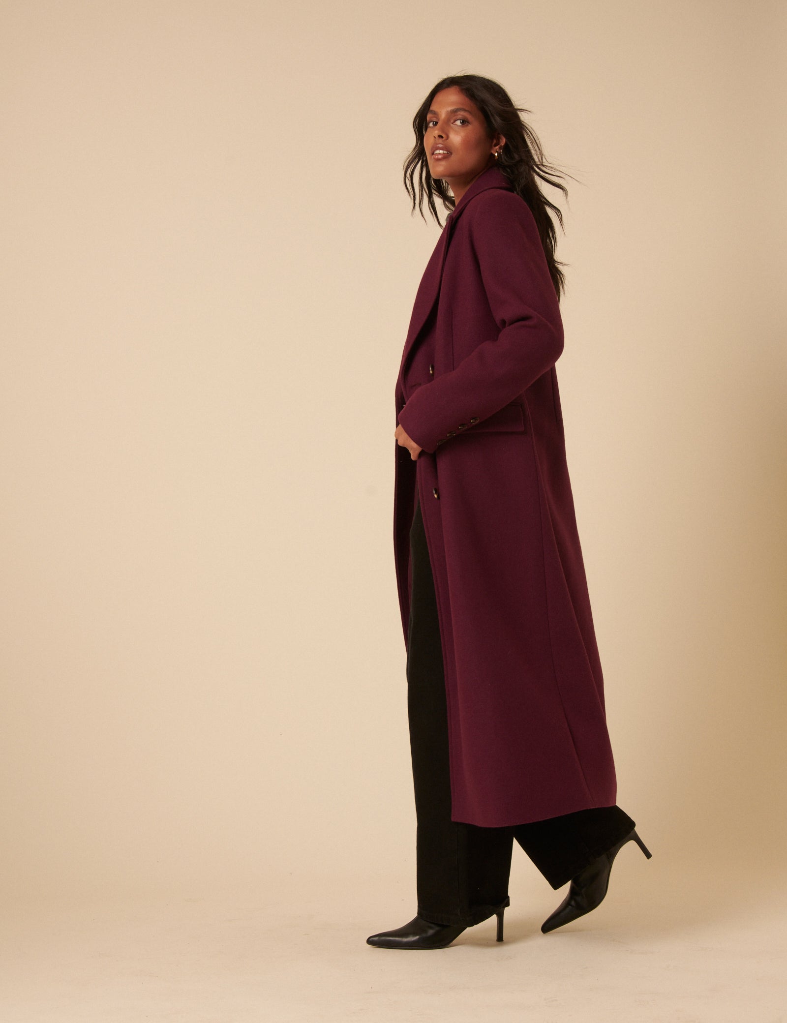 Plum Double Breasted Coat