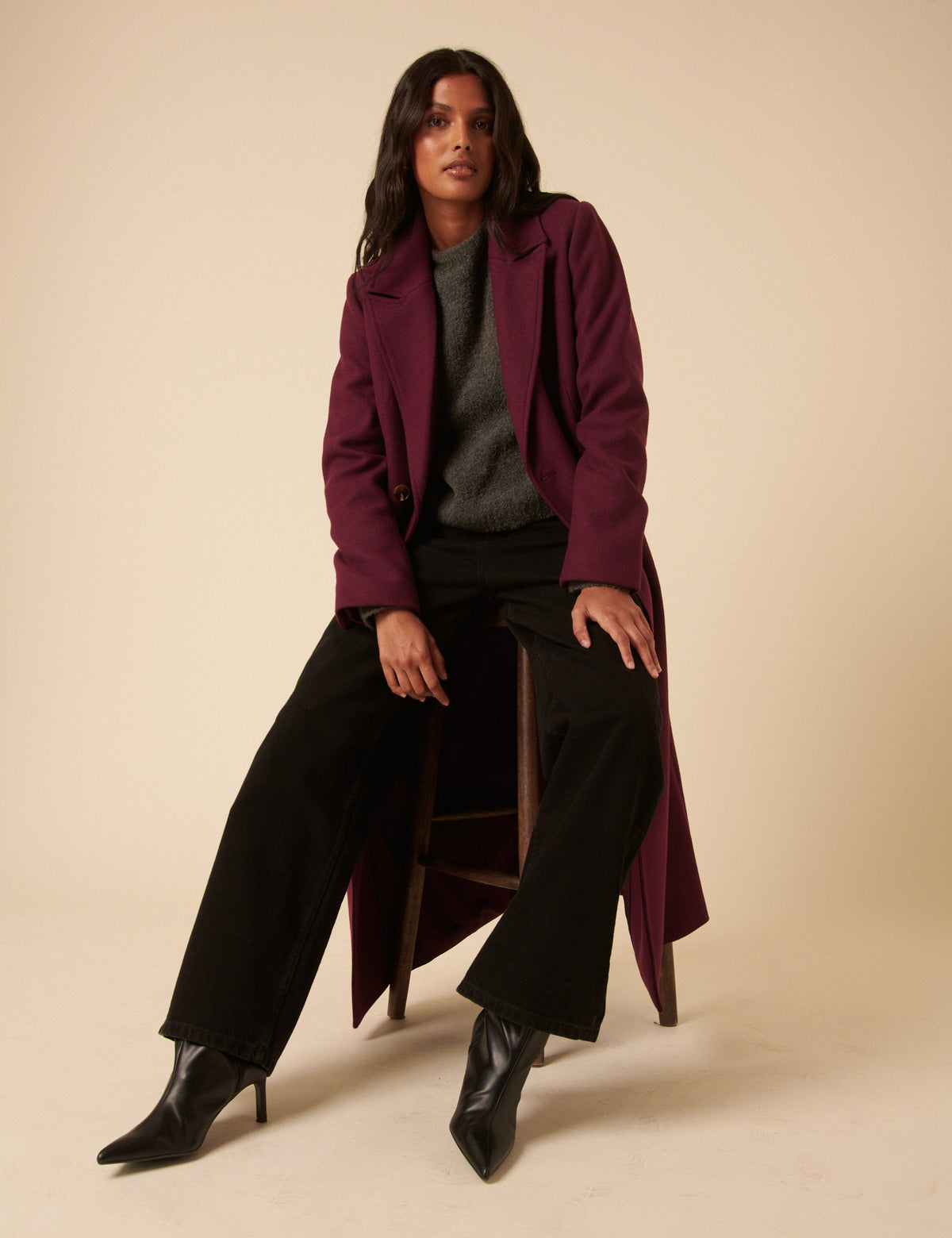 Plum Double Breasted Coat